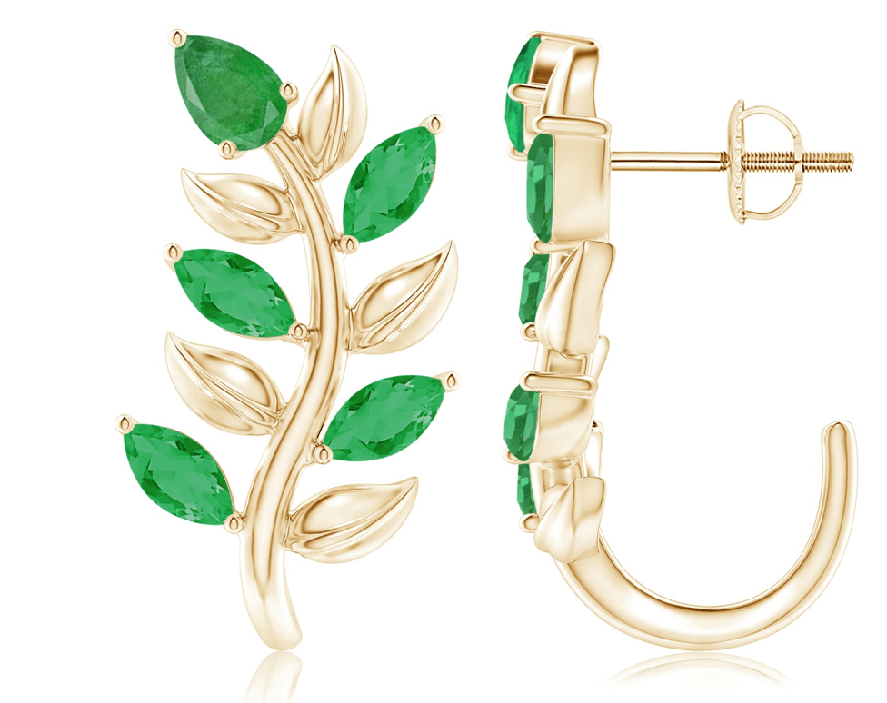 Pear and Marquise Olive Branch Earrings