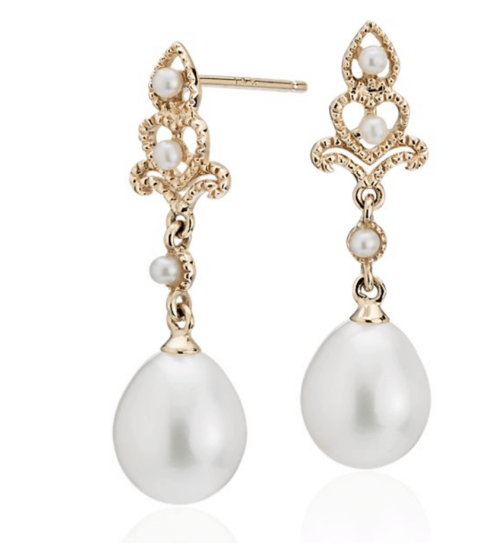 Freshwater Cultured Pearl Vintage-Inspired Drop Earrings