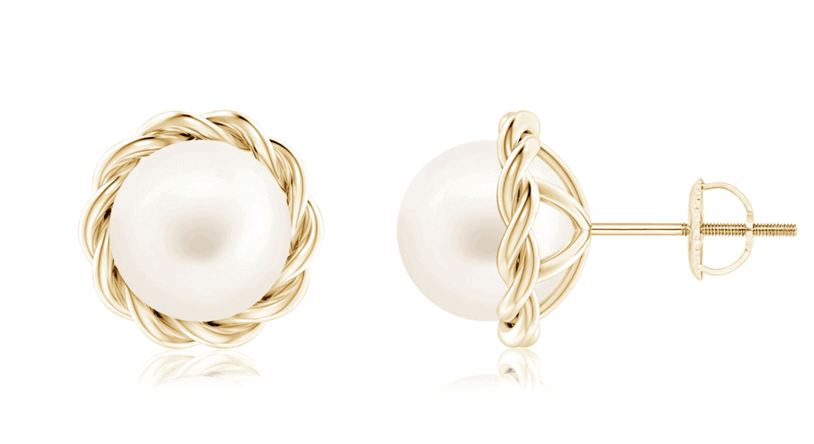 Solitaire Freshwater Pearl Twist Rope Studs