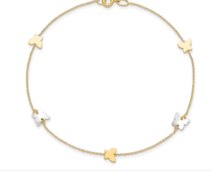 Two-Tone Gold Butterfly Anklet