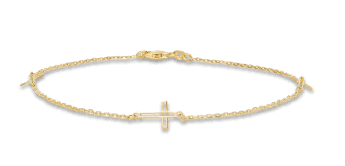 Yellow Gold Cross Anklet