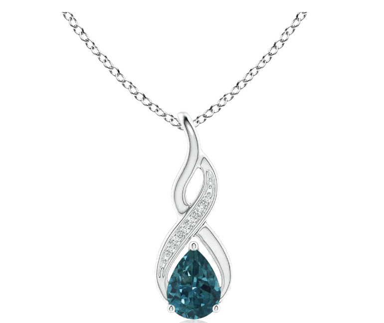 Teal Montana Sapphire Infinity Swirl Pendant with Diamonds