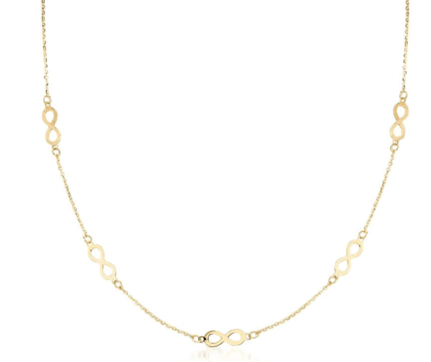 Italian 14K Yellow Gold Station Infinity Necklace