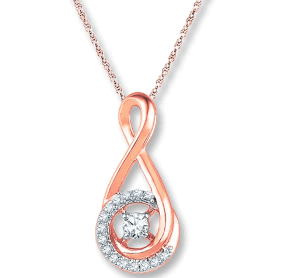 Round-Cut 10K Rose Gold Diamond Infinity Necklace