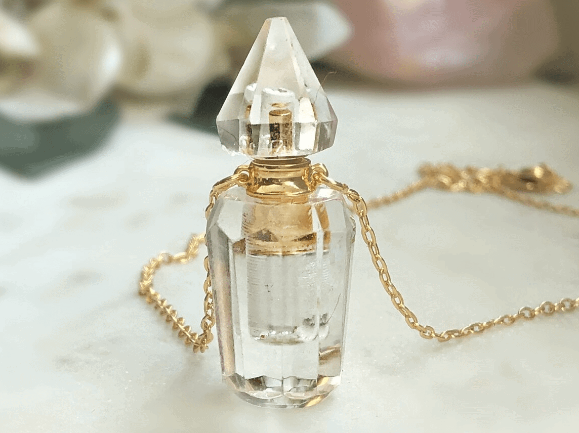 Crystal Clear Quartz Bottle Necklace 