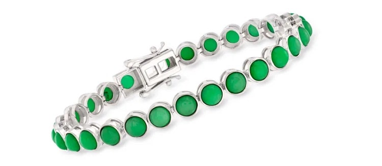 Jade Tennis Bracelet in Sterling Silver