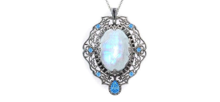 Murdoch Mysteries - White Rainbow Moonstone Pendant