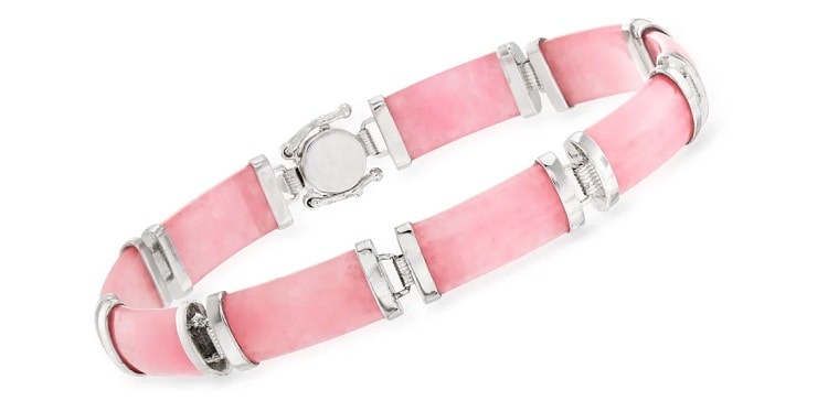 Pink Jade Good Fortune Bracelet in Sterling Silver