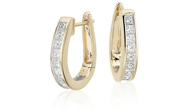 Princess-Cut Diamond Hoop Earrings