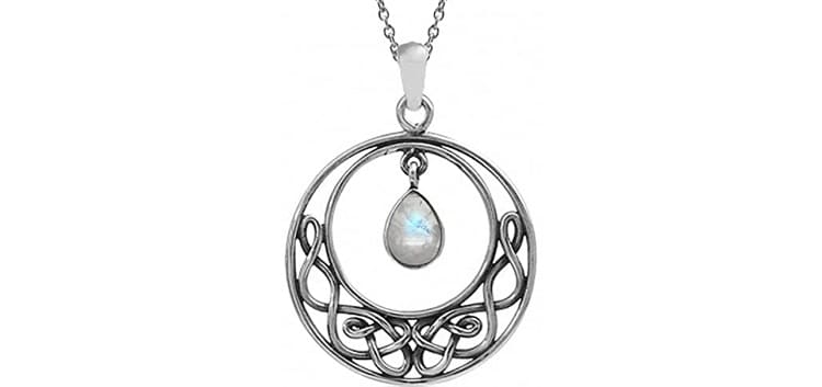 Silvershake Natural Moonstone 925 Sterling Silver Celtic Knot Drop Dangle