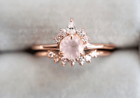 Emi Conner Jewelry- Olivia – Rose Quartz & Diamond Crown Cluster Ring