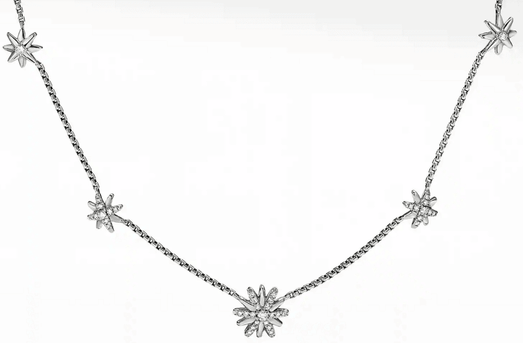 Starburst Station Chain Necklace with Diamonds