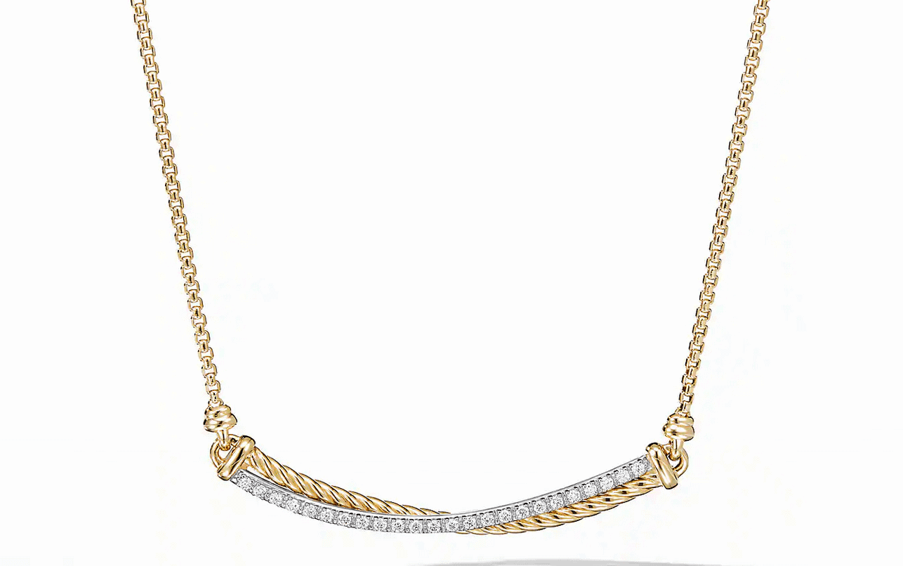 The Crossover Collection Bar Necklace with Diamonds