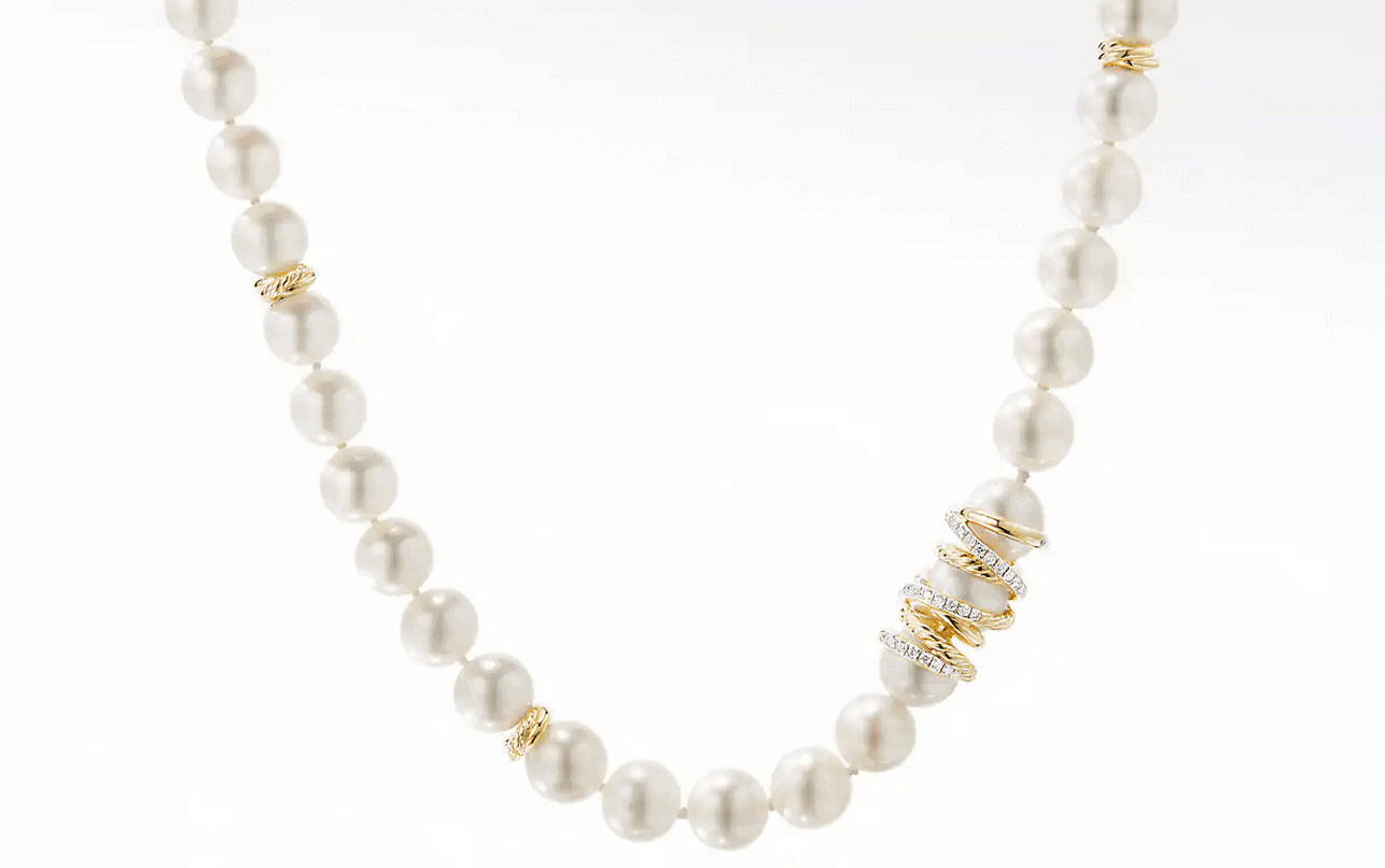 Helena Pearl Strand Necklace with Diamonds