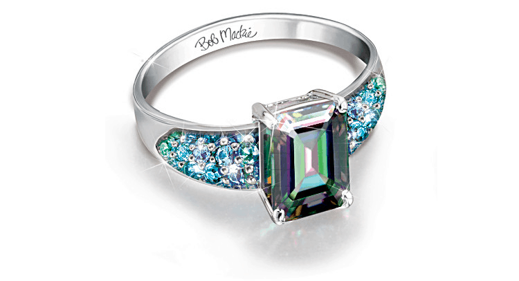 Bob Mackie 3-Carat Mystic Topaz Ring With Simulated Diamonds