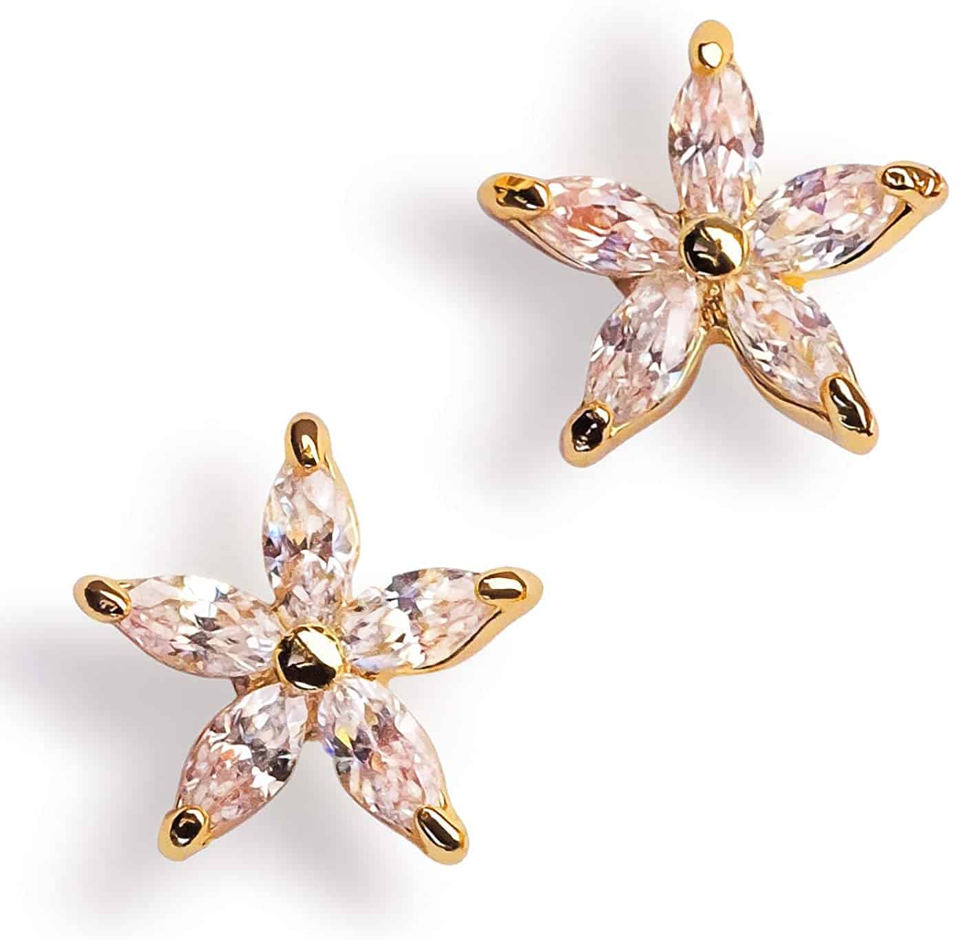 Flower Stud Gold Earrings