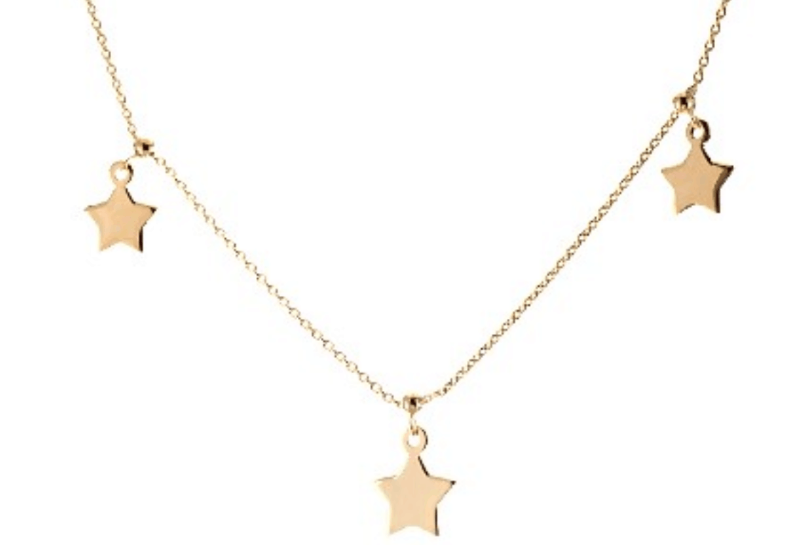 Triple Gold Star Dangle Necklace