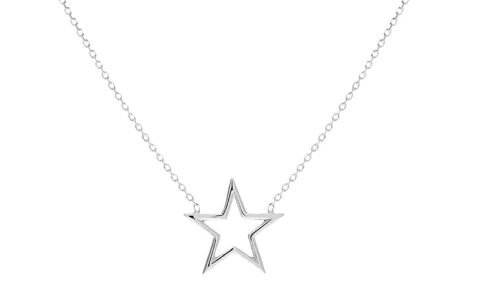 Simple White Gold Star Pendant Necklace