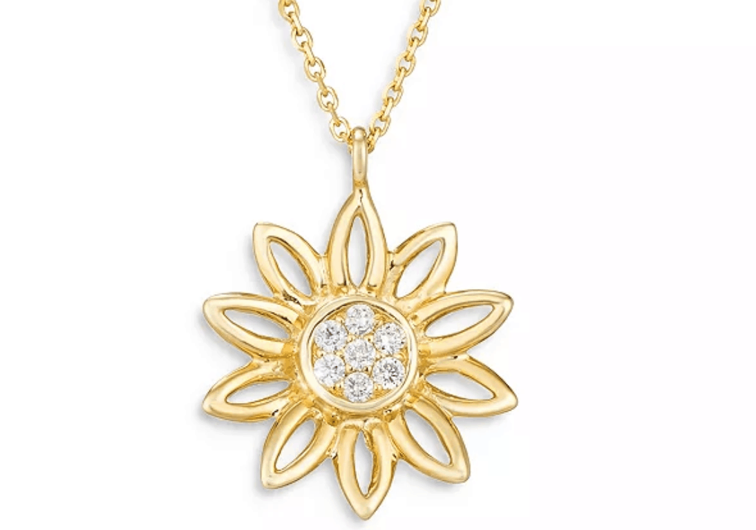 Diamond Sunflower Pendant Necklace