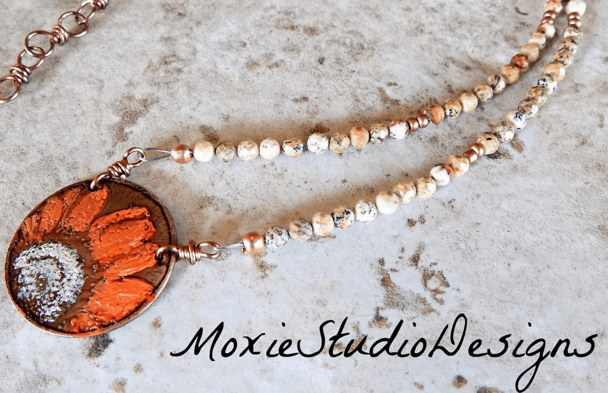 Dainty Jasper Sunflower Necklace