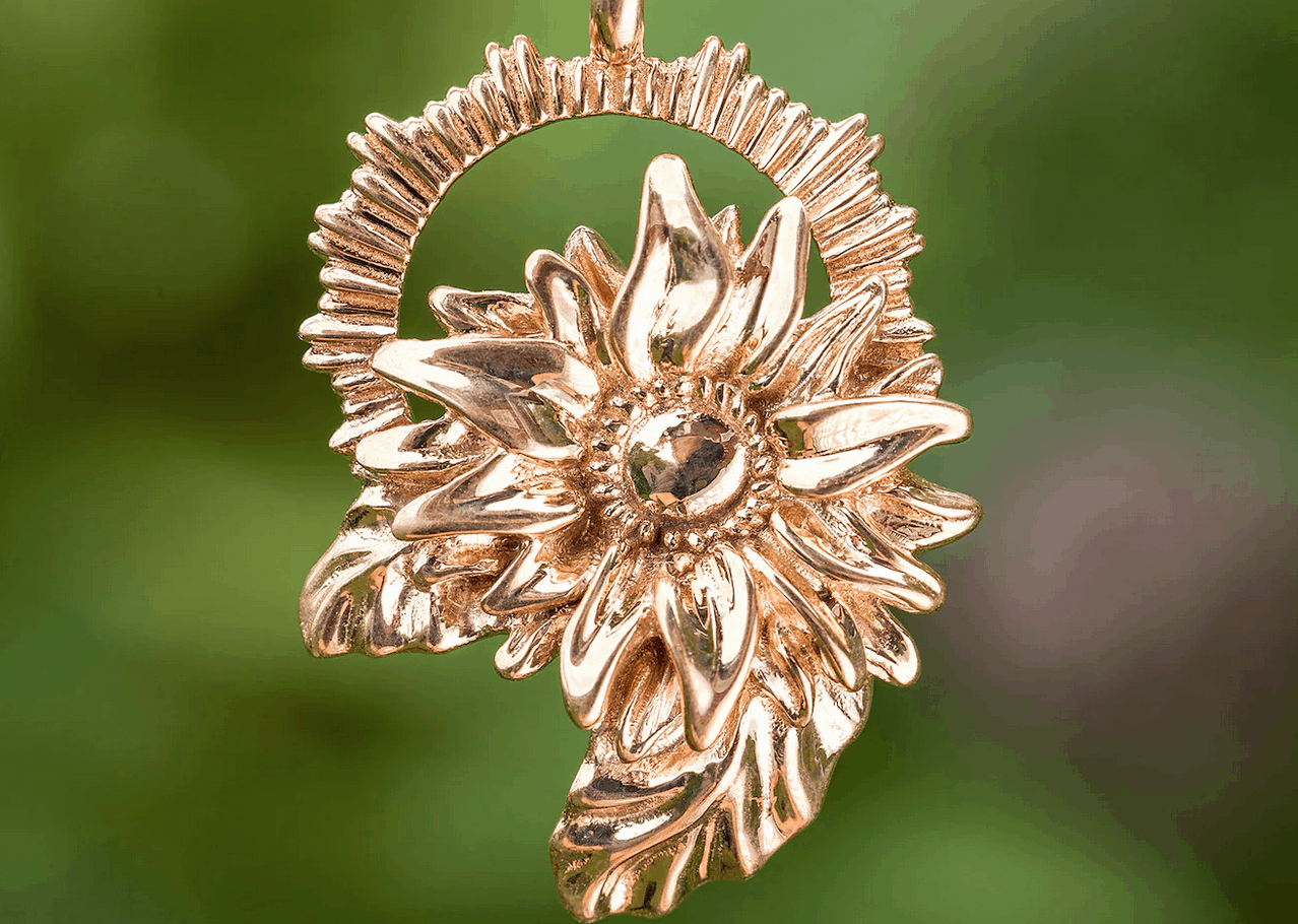 Unique Swedish Sunflower Pendant