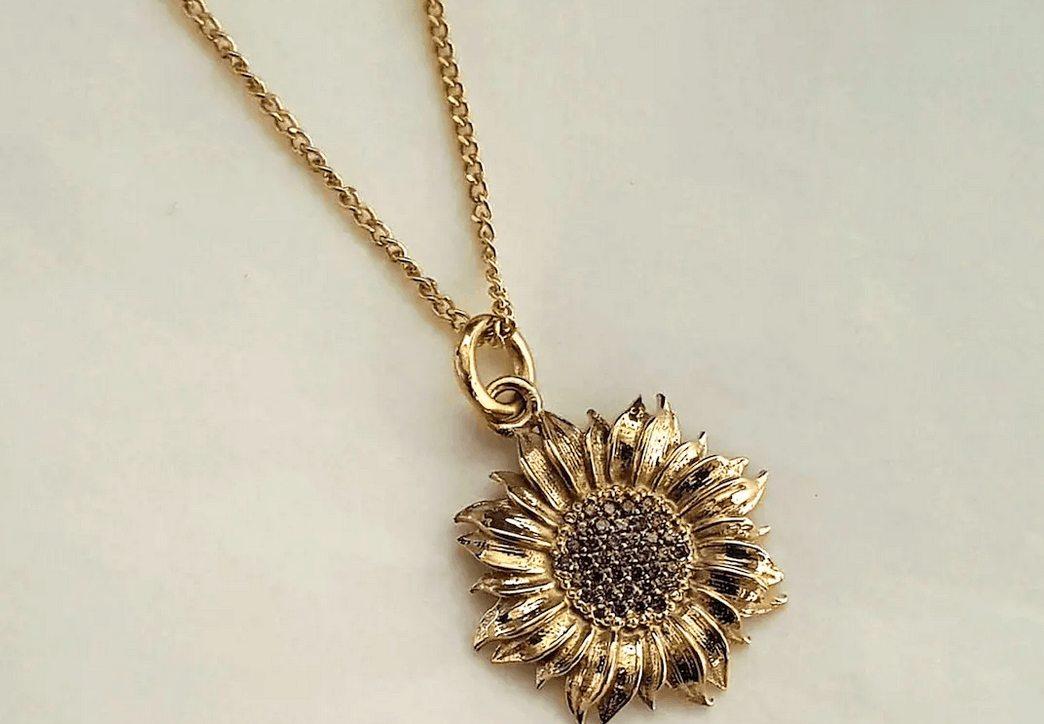 14/18K Gold Handmade Sunflower Pendant