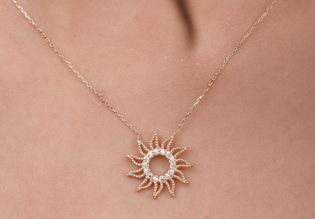 Dainty Yellow Gold Sun Necklace