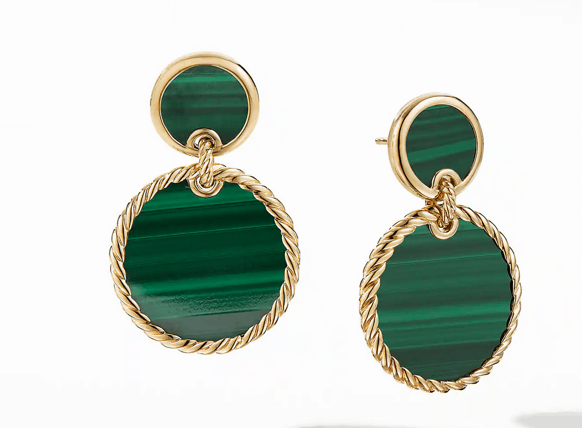 Double Drop Earrings in Malachite