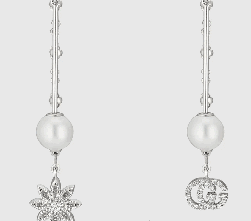 Floral and Double G Earrings with Diamonds