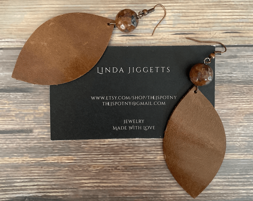 Chocolate Vegan Leather Teardrop Earrings