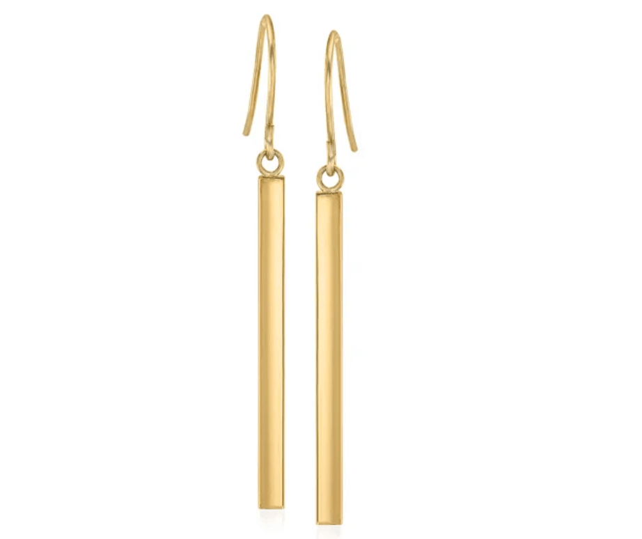 14K Yellow Gold Linear Drop Earrings 