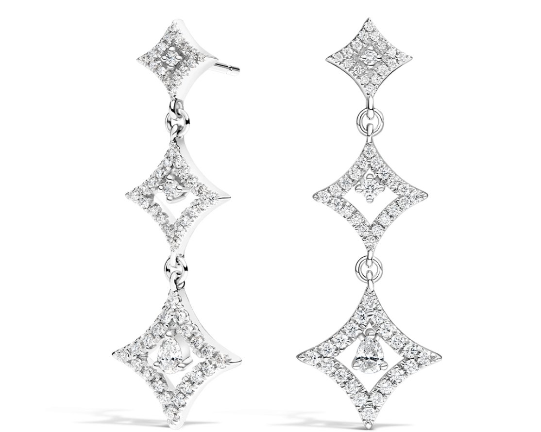 Lotus- Inspired Diamond Drop Earrings