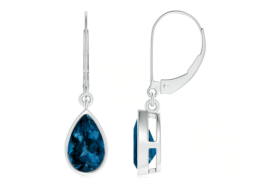 Bezel-Set Pearl London Blue Topaz Drop Earrings