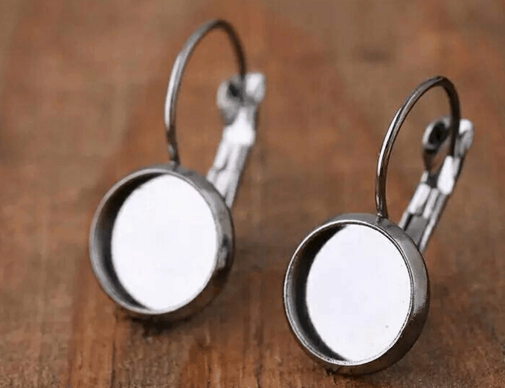 Bezel Surgical Steel Drop Earrings