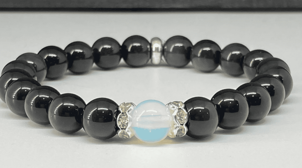 Rainbow Black Obsidian & Opalite Bracelet