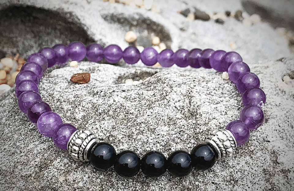 Amethyst and Rainbow Obsidian Bracelet