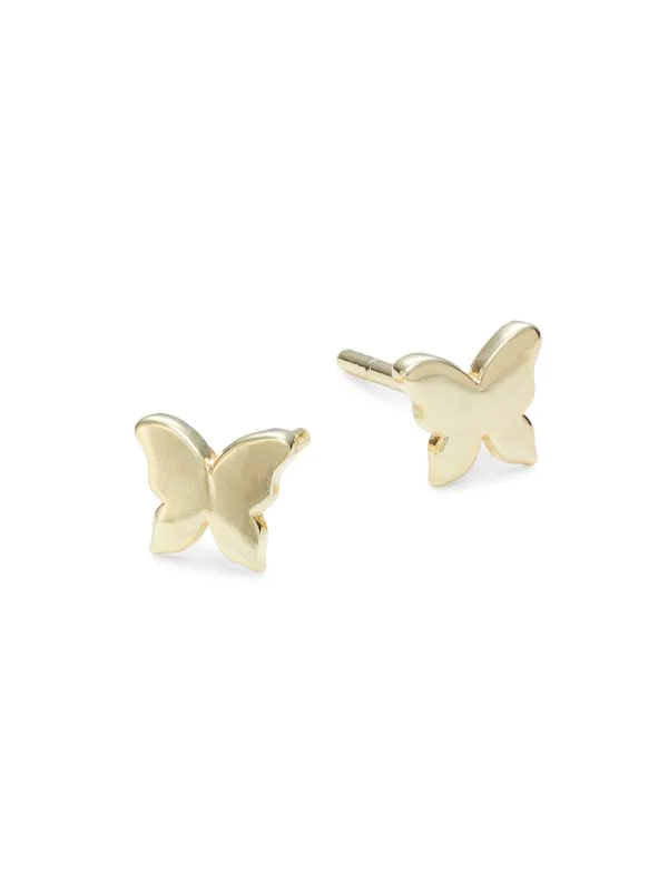 14K Yellow Gold Butterfly Stud Earrings | Saksoff5th