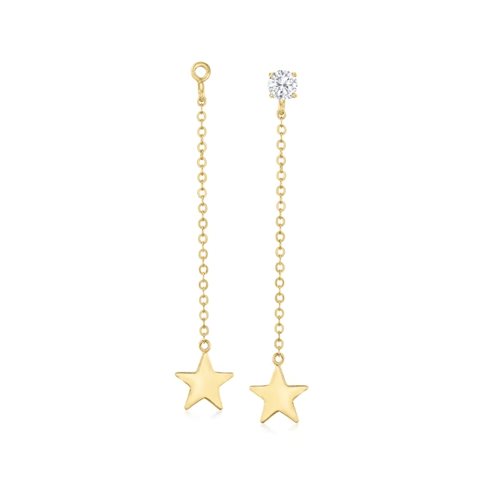 14kt Yellow Gold Star Drop Earring Jackets | Ross-Simons