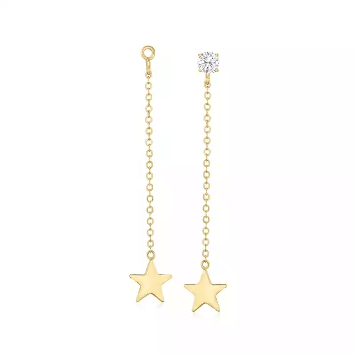 14kt Yellow Gold Star Drop Earring Jackets | Ross-Simons