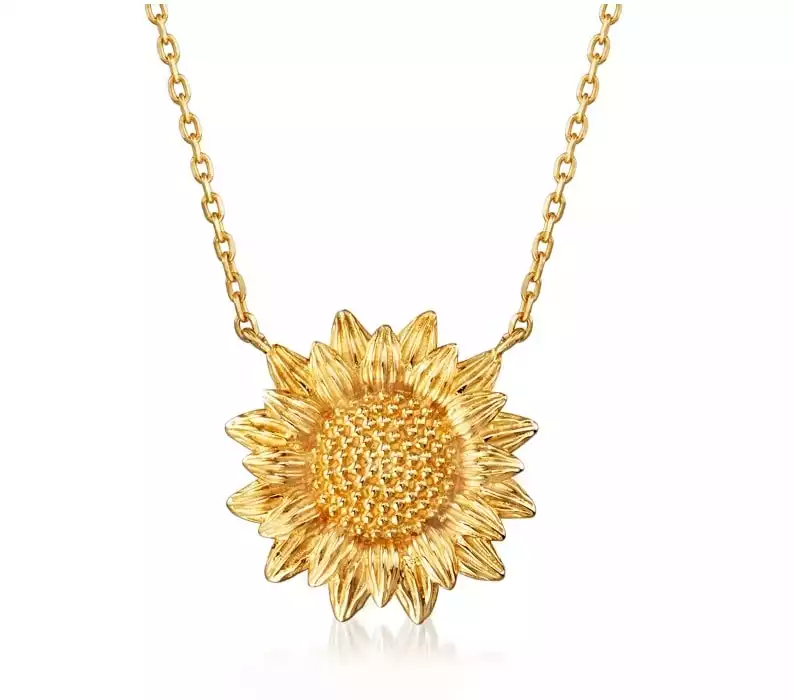 14kt Yellow Gold Sunflower Necklace | Ross-Simons