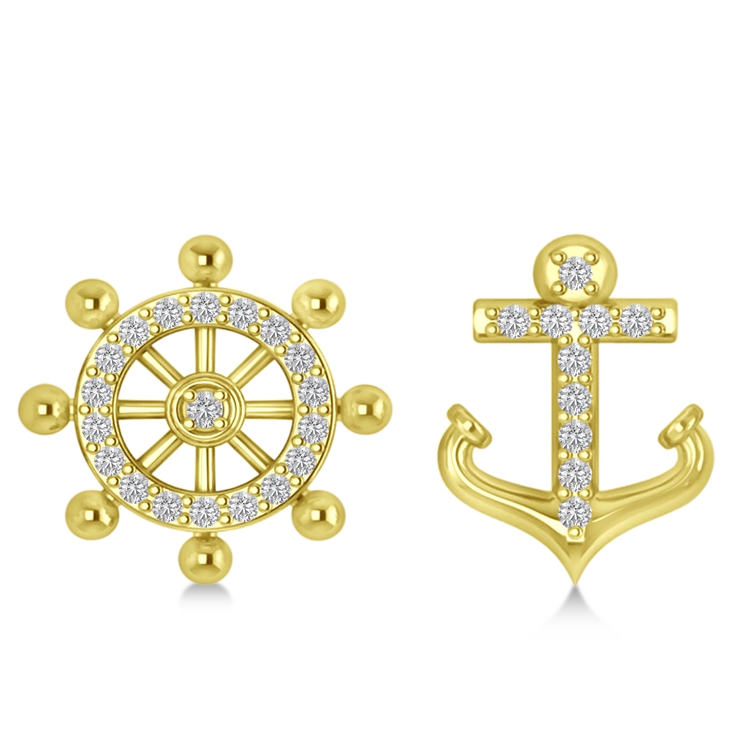 Anchor & Ship's Wheel Diamond Mismatched Earrings | Allurez