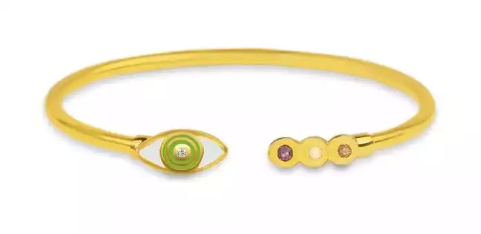 Enamel Diamond Evil Eye Bangle | Karma and Luck