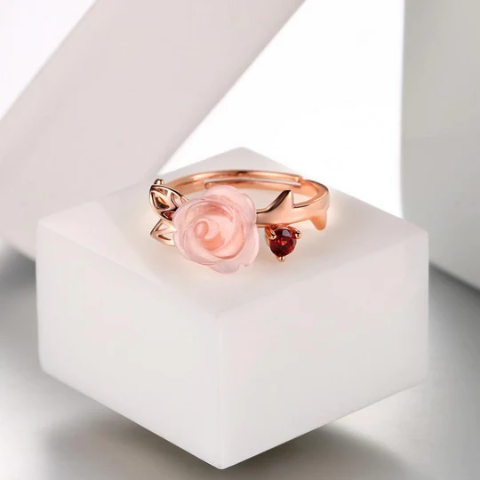 Beautiful Rose Quartz Rose Ring | Project Yourself