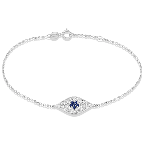 Blue Sapphire Evil Eye Diamond Ankle Bracelet | Allurez