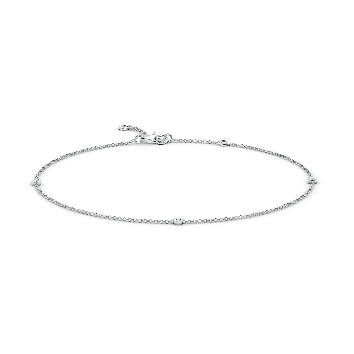 Bezel-Set Diamond Station Adjustable Ankle Bracelet | Angara