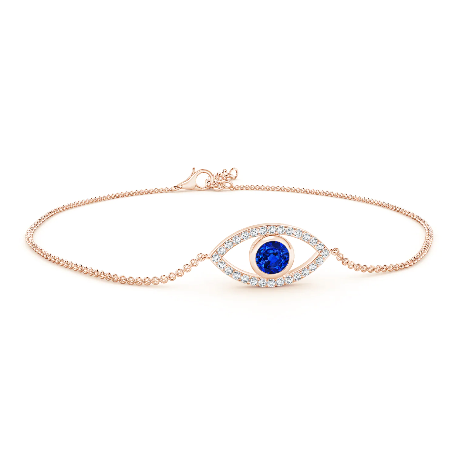 Bezel-Set Sapphire and Diamond Evil Eye Bracelet | Angara