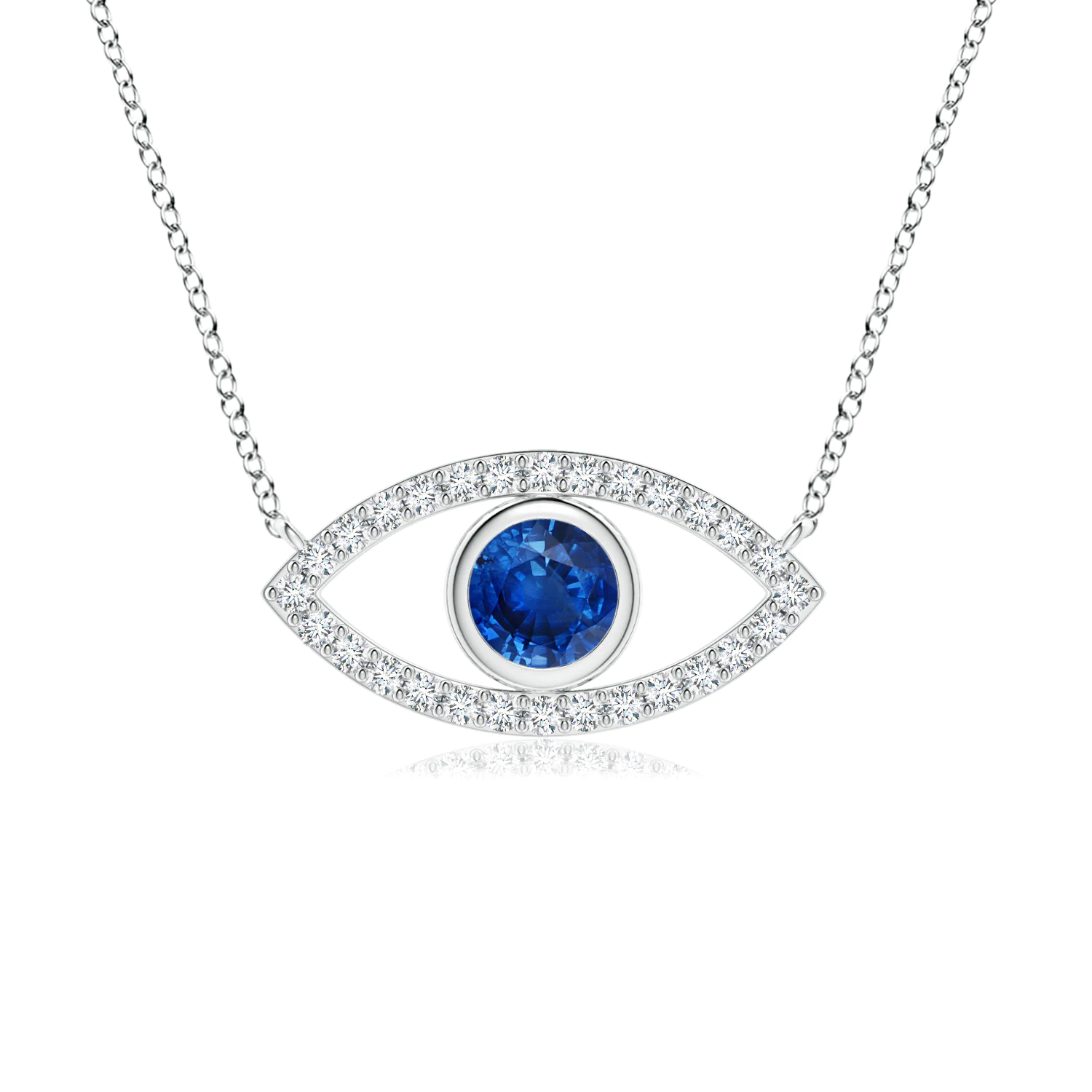 Blue Sapphire Evil Eye Pendant with Diamond Accents | Angara