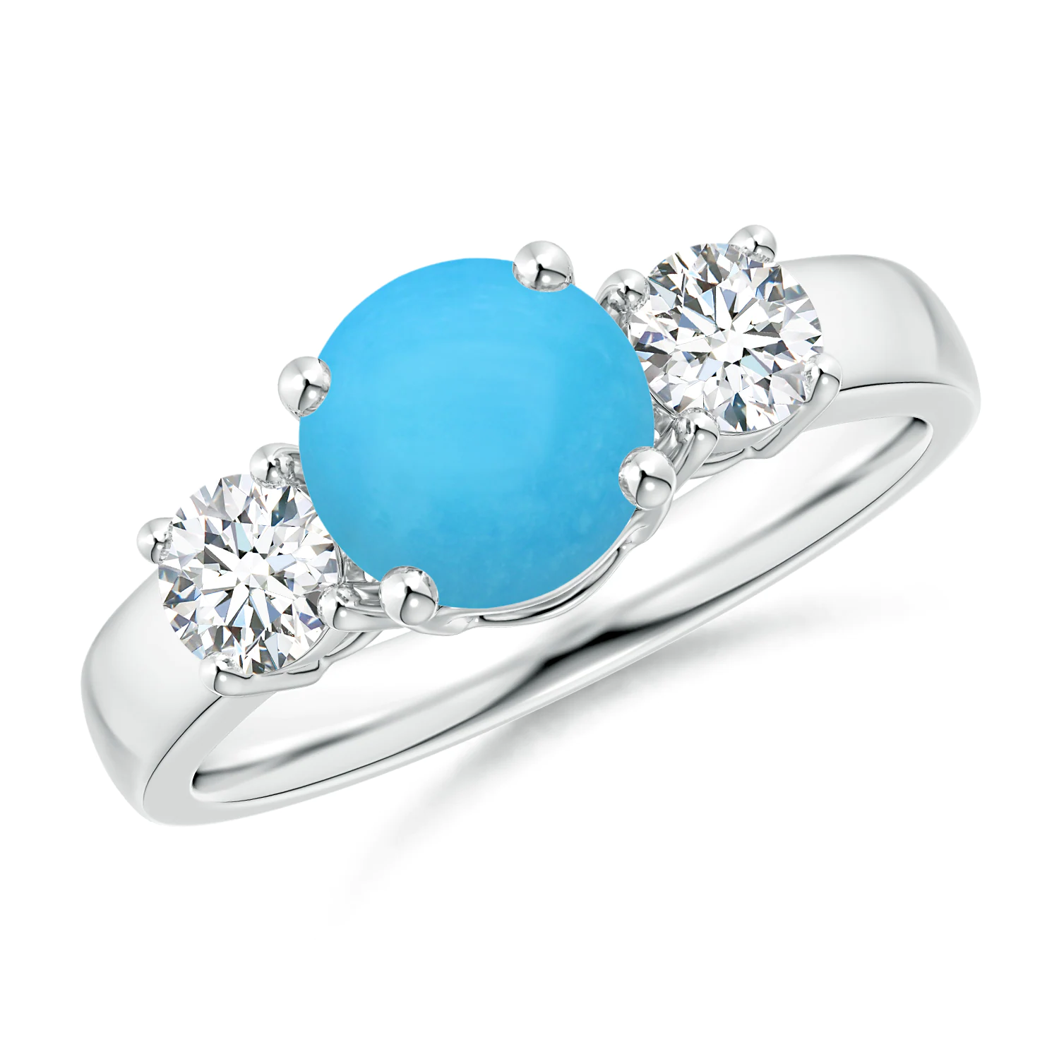 Classic Turquoise and Diamond Three Stone Engagement Ring | Angara