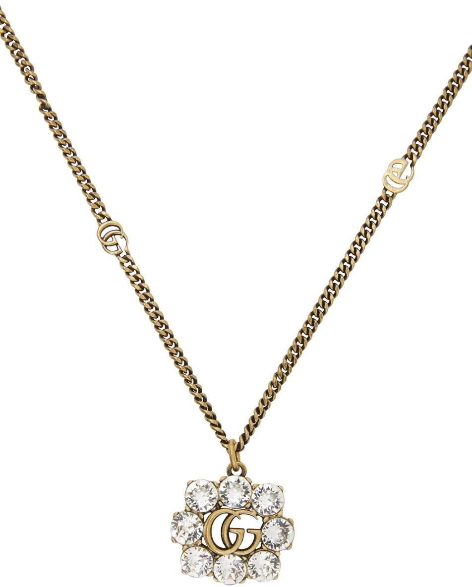 Crystal Double G Necklace | SSENSE