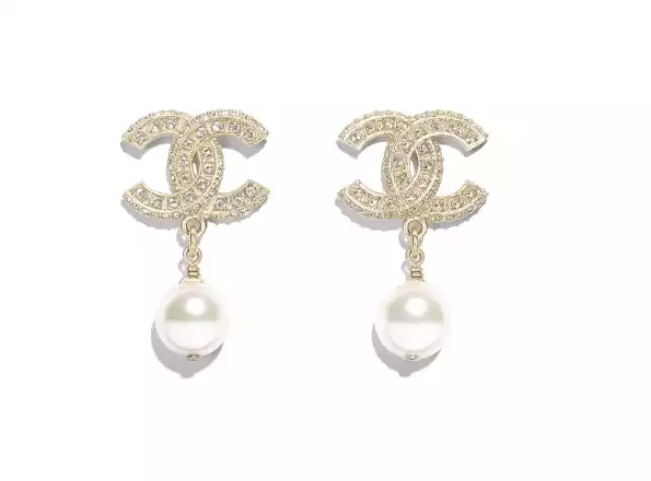 Crystal and Glass Pearl Drop Earrings | Chanel